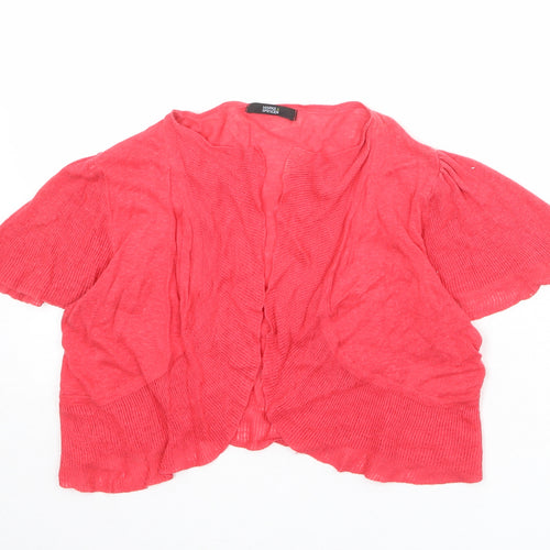 Marks and Spencer Womens Red V-Neck Linen Shrug Jumper Size 14