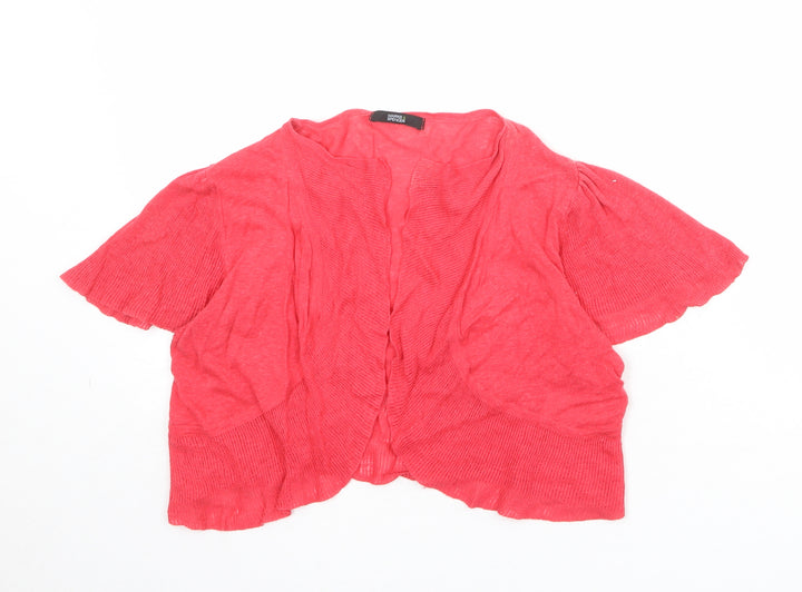 Marks and Spencer Womens Red V-Neck Linen Shrug Jumper Size 14