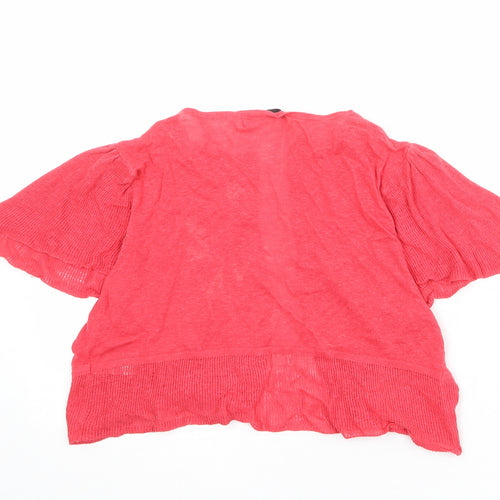 Marks and Spencer Womens Red V-Neck Linen Shrug Jumper Size 14