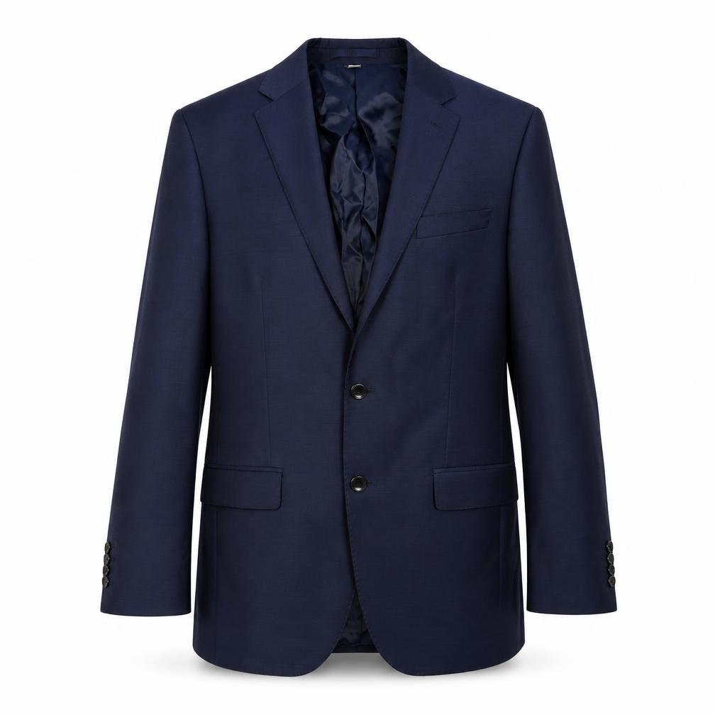 Front view of Autograph men’s blue wool jacket suit jacket, size 38, regular