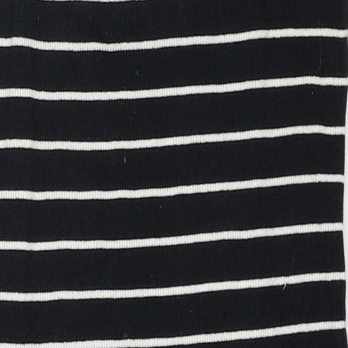 New Look Womens Black Striped Cotton Tunic Tank Size 18 V-Neck