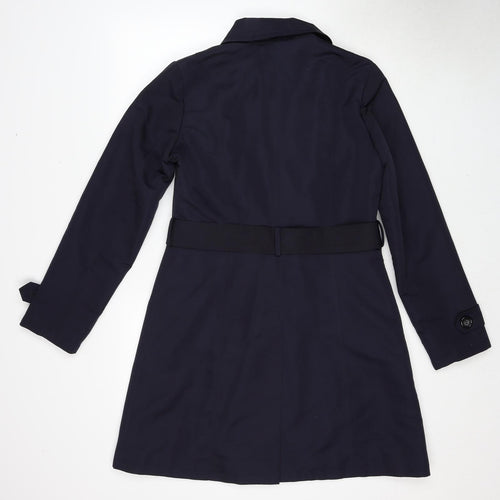 Marks and Spencer Womens Blue Polyester Trench Coat Coat Size 10 Button - Belted