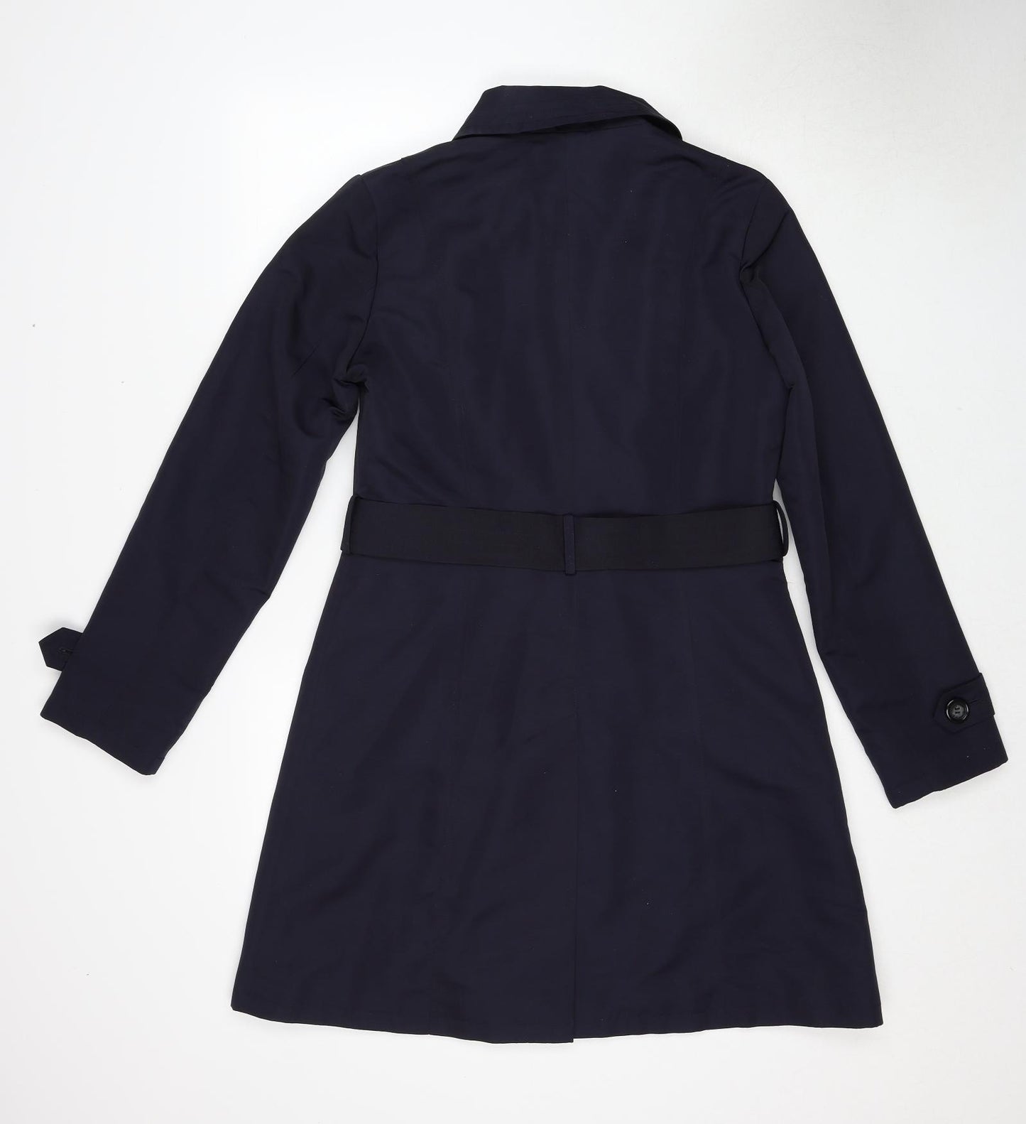 Marks and Spencer Womens Blue Polyester Trench Coat Coat Size 10 Button - Belted