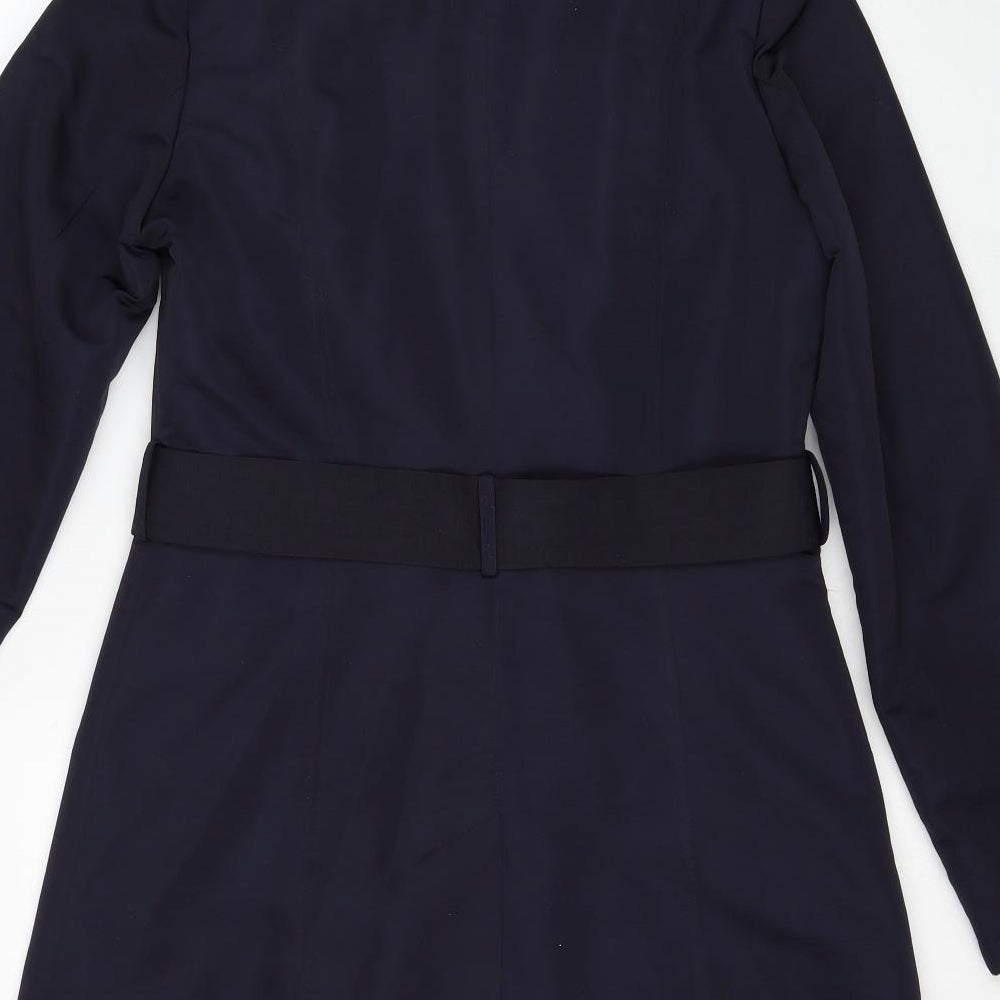 Marks and Spencer Womens Blue Polyester Trench Coat Coat Size 10 Button - Belted