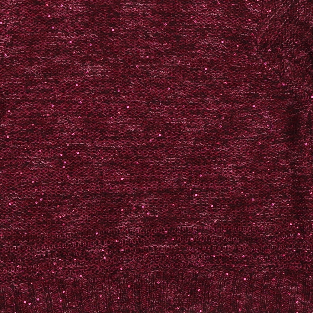 Roman Womens Red Round Neck Acrylic Pullover Jumper Size 16