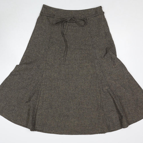 Betty Jackson Womens Brown Wool Swing Skirt Size 12 Zip