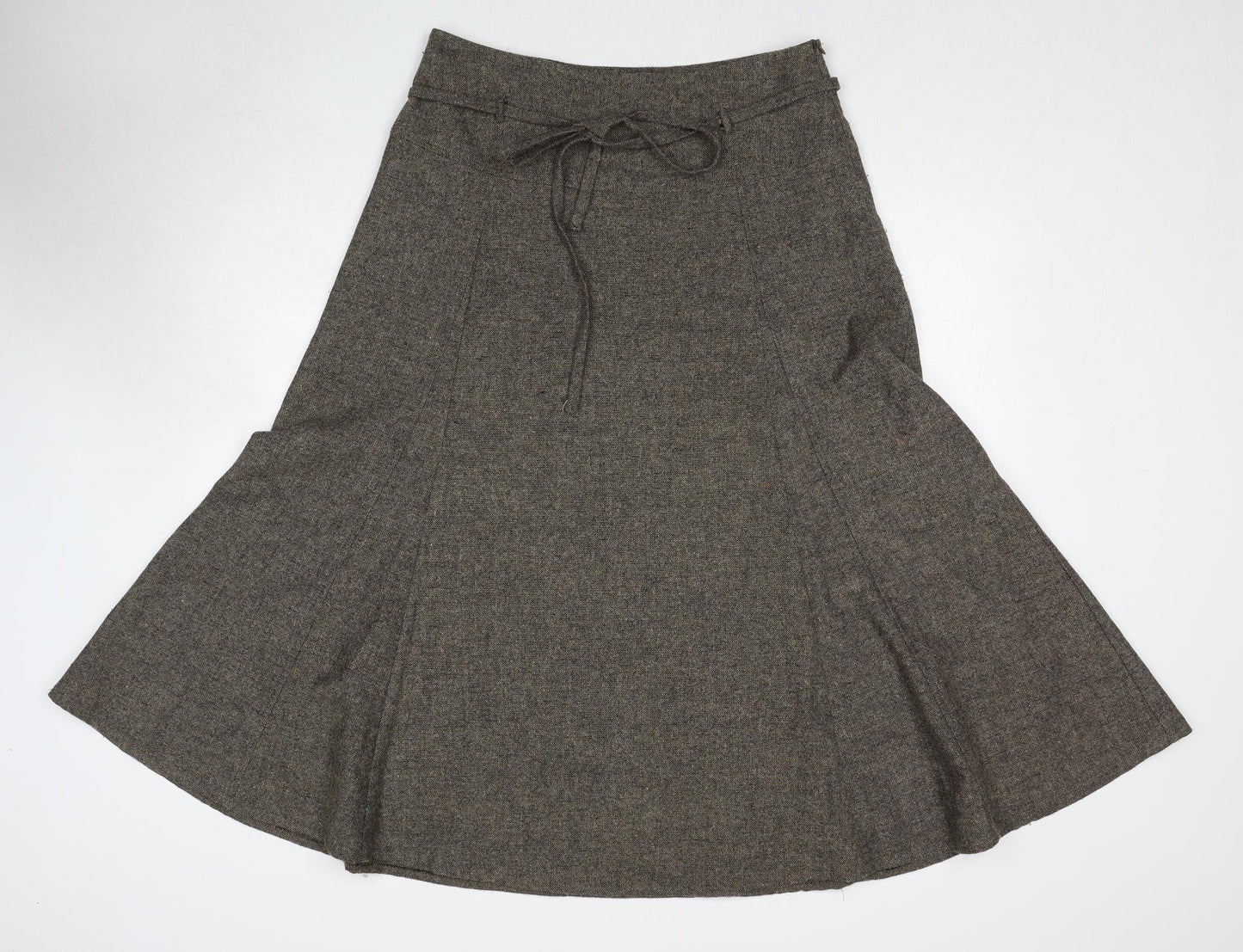 Betty Jackson Womens Brown Wool Swing Skirt Size 12 Zip