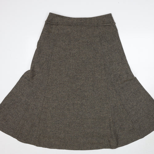 Betty Jackson Womens Brown Wool Swing Skirt Size 12 Zip