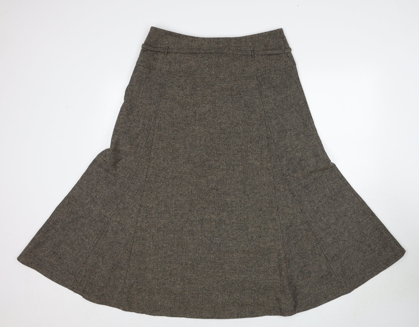 Betty Jackson Womens Brown Wool Swing Skirt Size 12 Zip