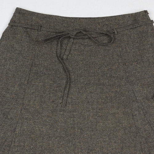 Betty Jackson Womens Brown Wool Swing Skirt Size 12 Zip