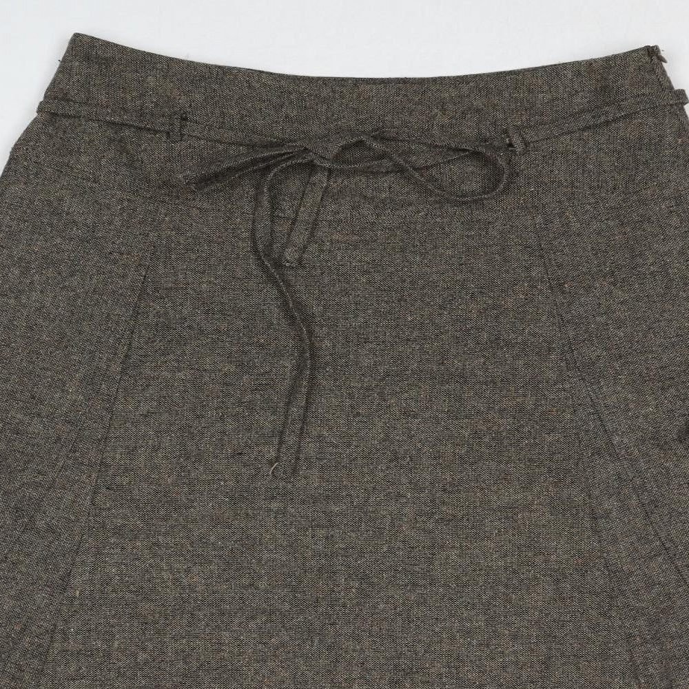 Betty Jackson Womens Brown Wool Swing Skirt Size 12 Zip