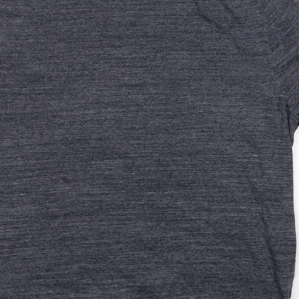 Marks and Spencer Mens Blue Geometric Cotton Polo Size XL Collared Pullover