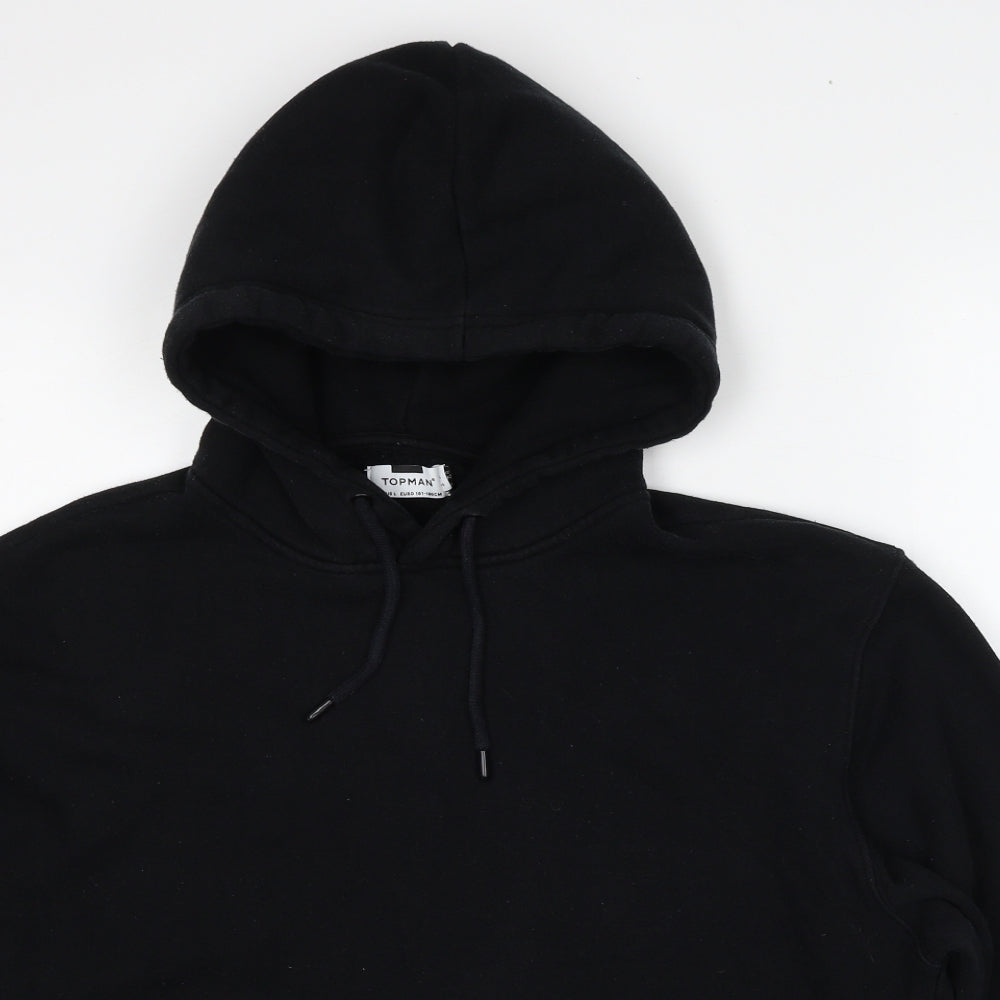 Topman Mens Black Cotton Pullover Hoodie Size L