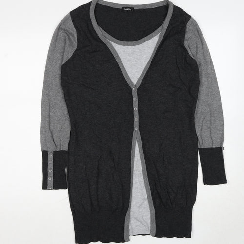 M&Co Womens Grey Round Neck Viscose Pullover Jumper Size L