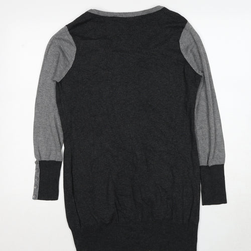 M&Co Womens Grey Round Neck Viscose Pullover Jumper Size L