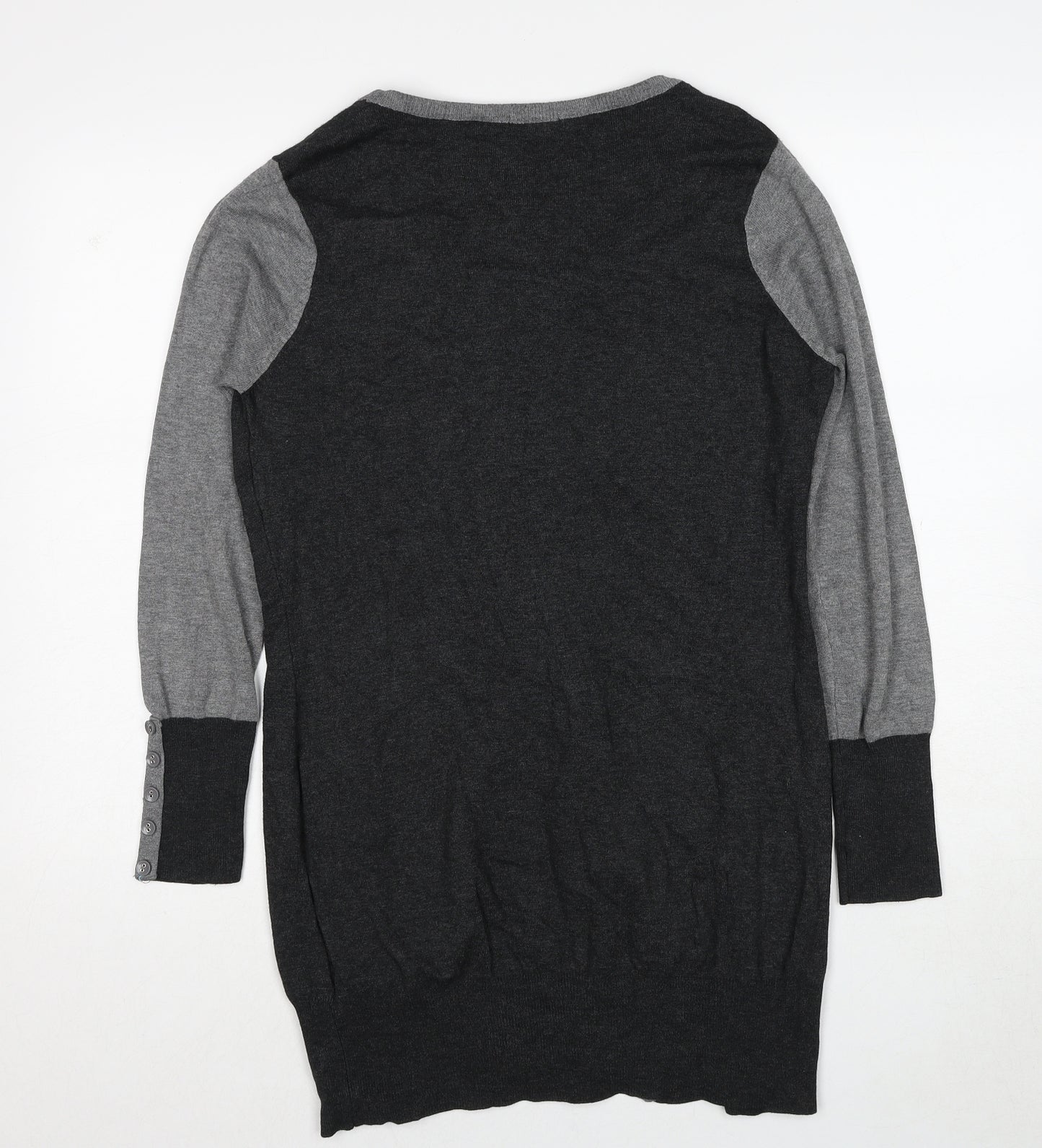 M&Co Womens Grey Round Neck Viscose Pullover Jumper Size L