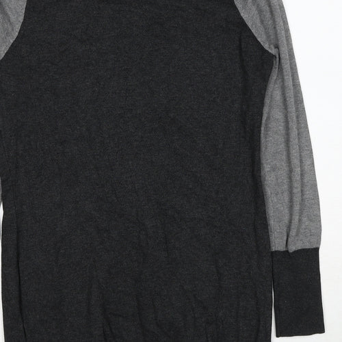 M&Co Womens Grey Round Neck Viscose Pullover Jumper Size L