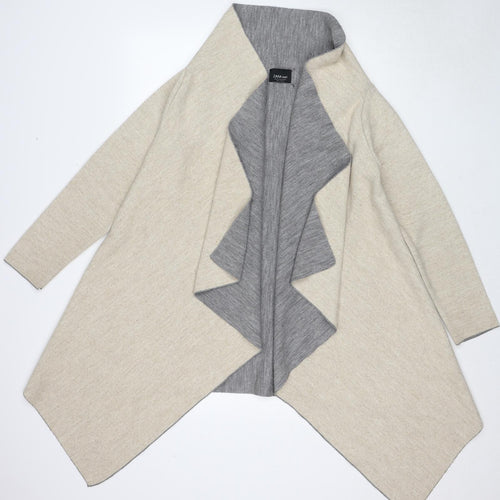 Zara Womens Beige V-Neck Acrylic Cardigan Jumper Size M