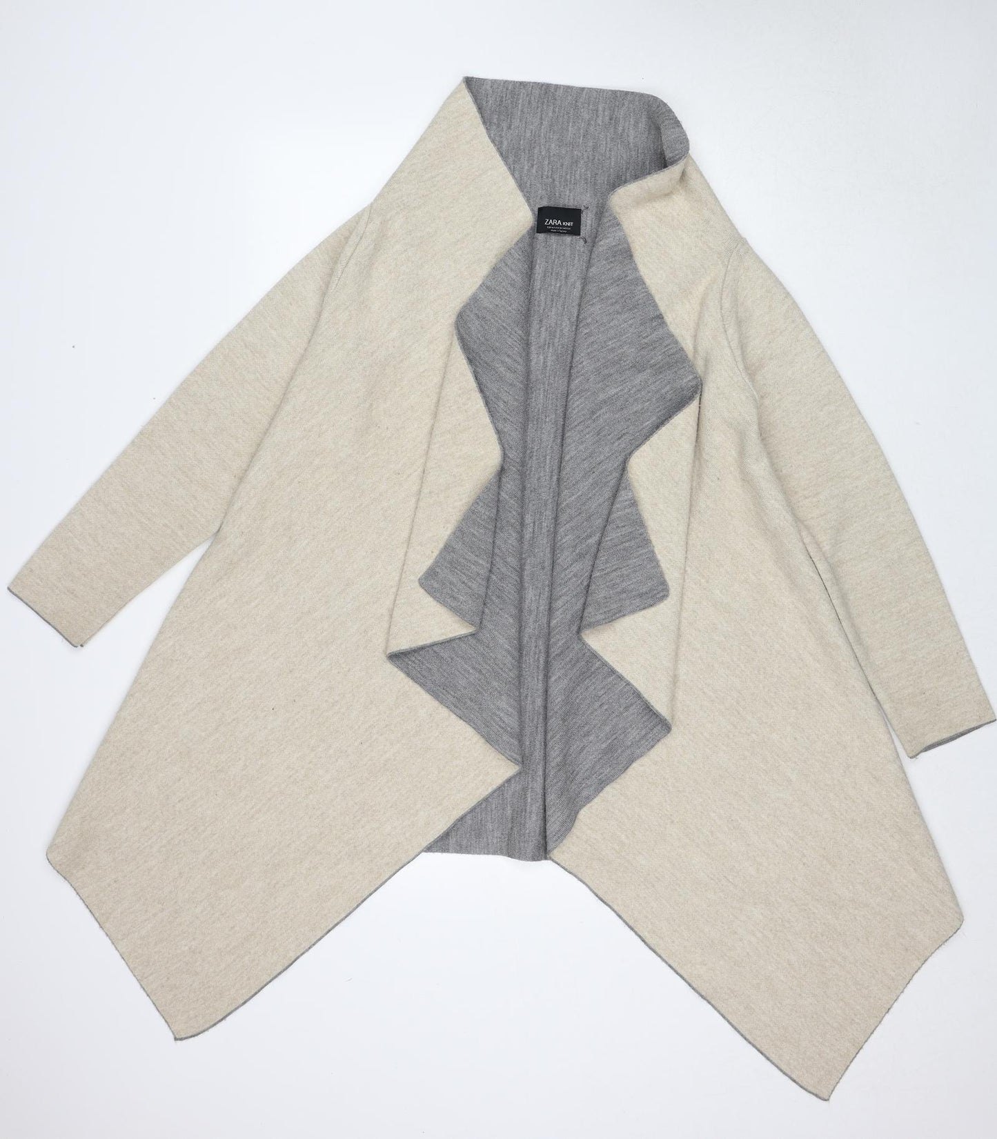 Zara Womens Beige V-Neck Acrylic Cardigan Jumper Size M