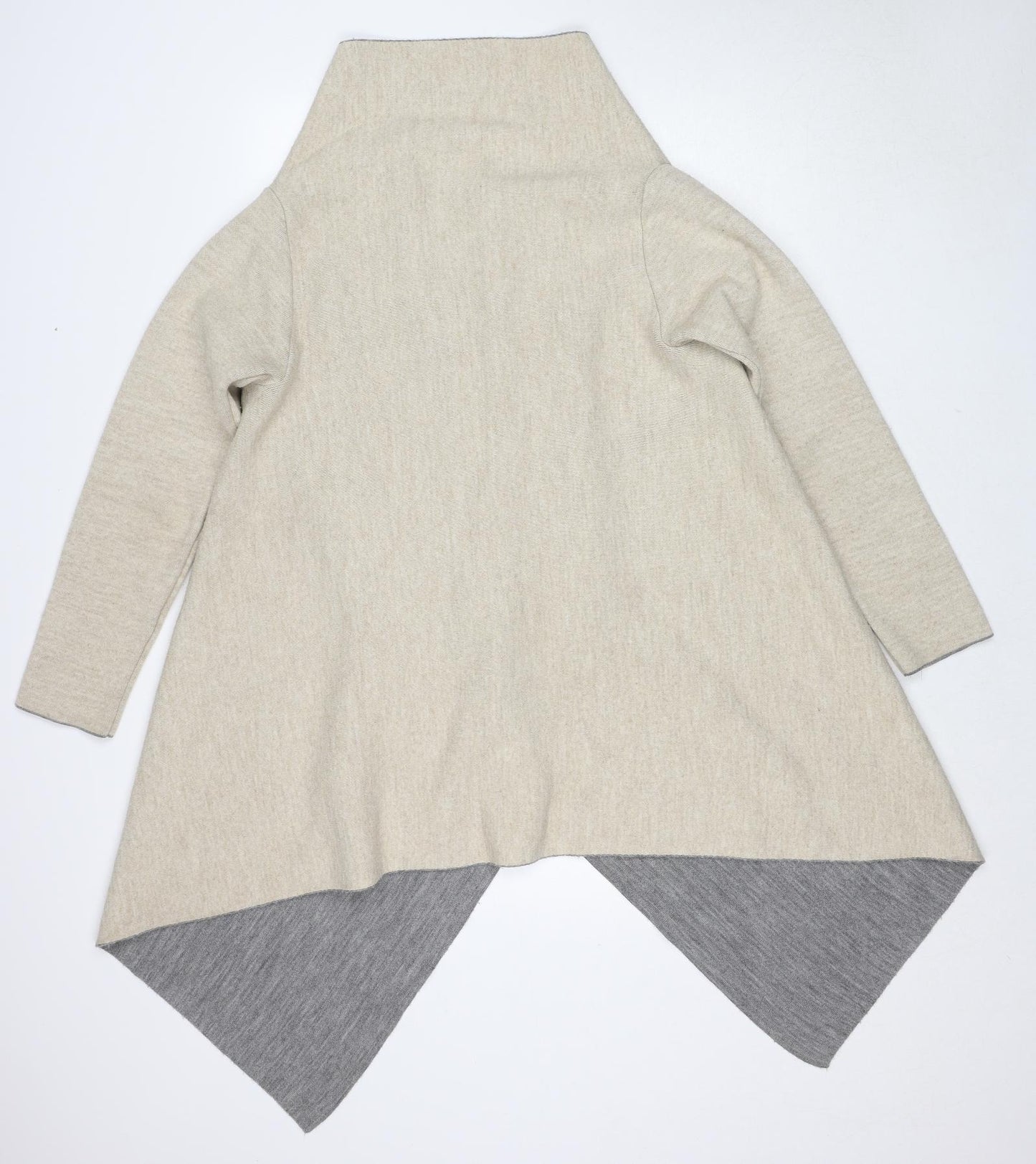 Zara Womens Beige V-Neck Acrylic Cardigan Jumper Size M