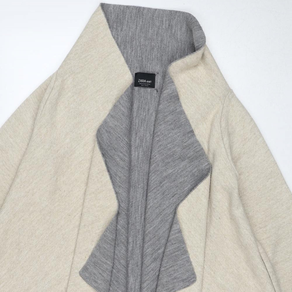 Zara Womens Beige V-Neck Acrylic Cardigan Jumper Size M