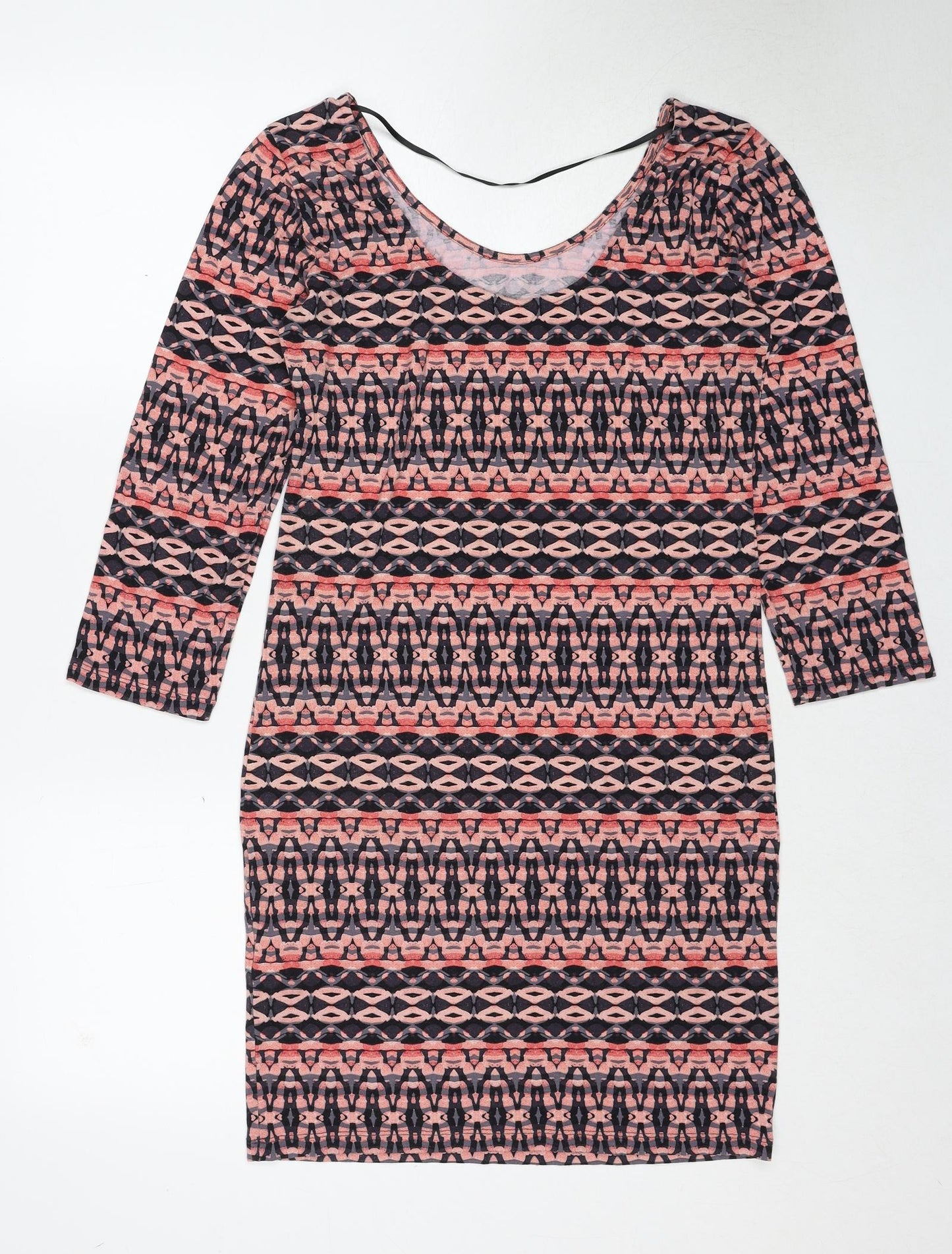 VERO MODA Womens Multicoloured Geometric Viscose Mini Size L Round Neck Pullover