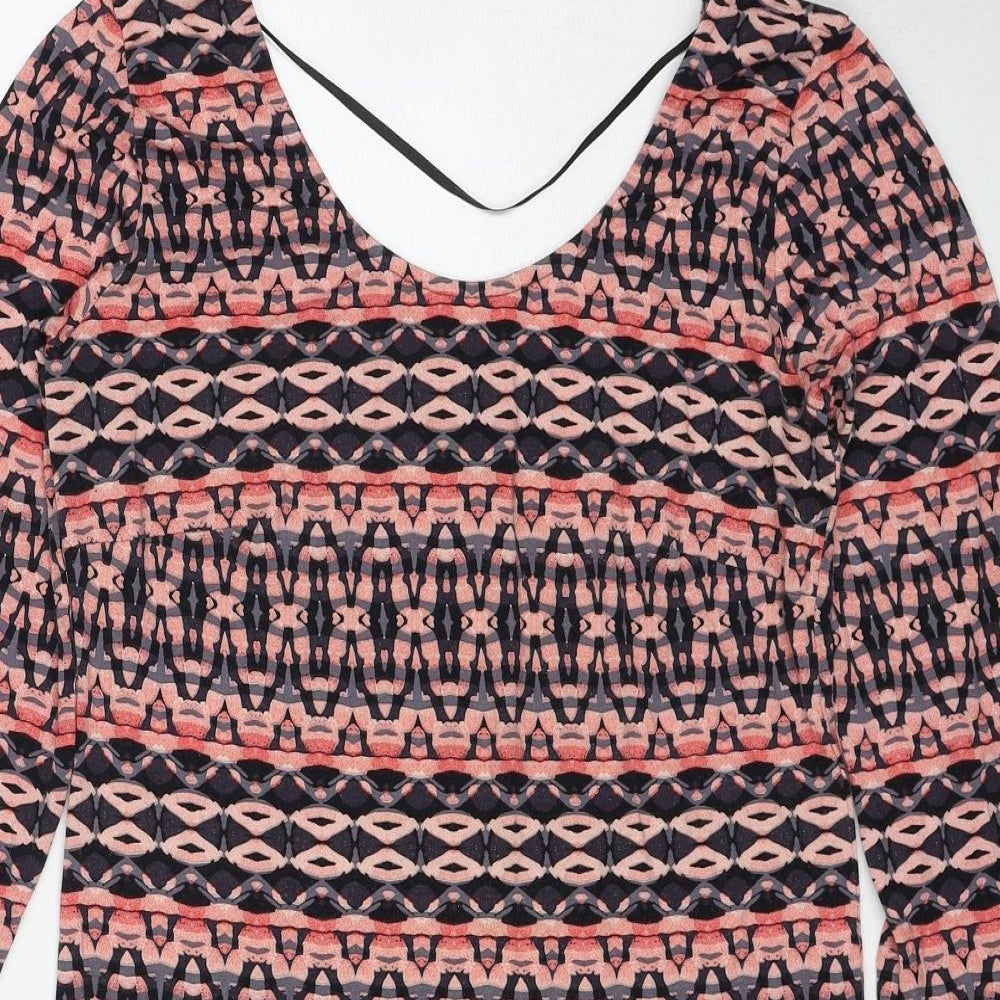 VERO MODA Womens Multicoloured Geometric Viscose Mini Size L Round Neck Pullover