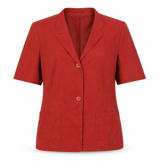 Front view of Marks & Spencer women’s red jacket blazer, size UK 12, button