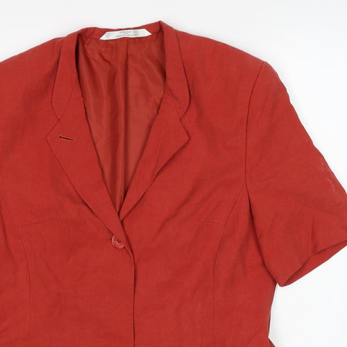 Marks and Spencer Womens Red Jacket Blazer Size 12 Button
