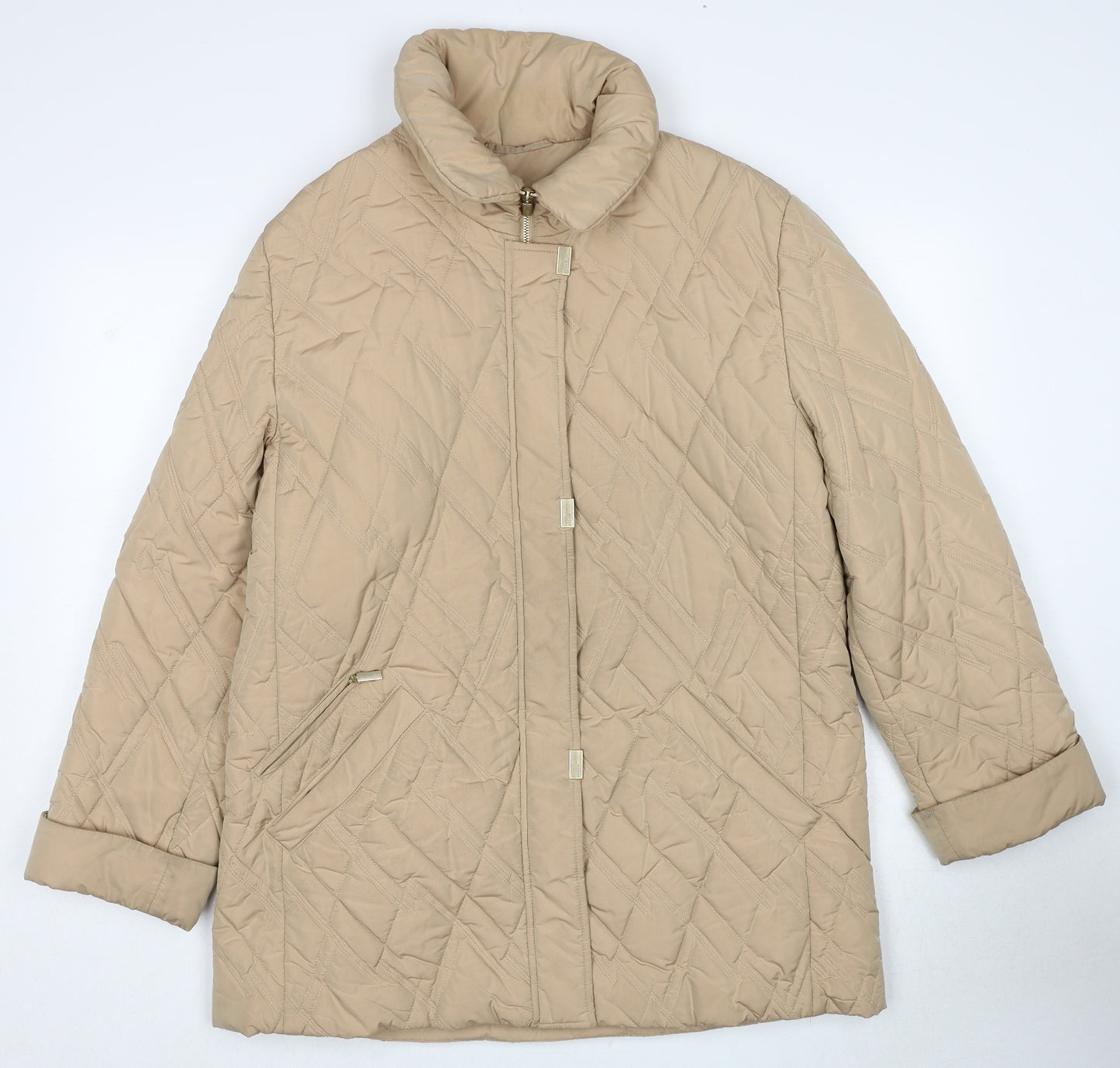 Basler Womens Beige Quilted Jacket Size 14 Zip