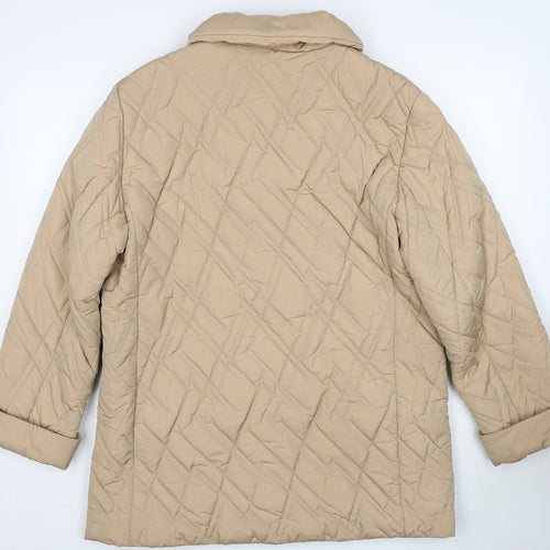 Basler Womens Beige Quilted Jacket Size 14 Zip