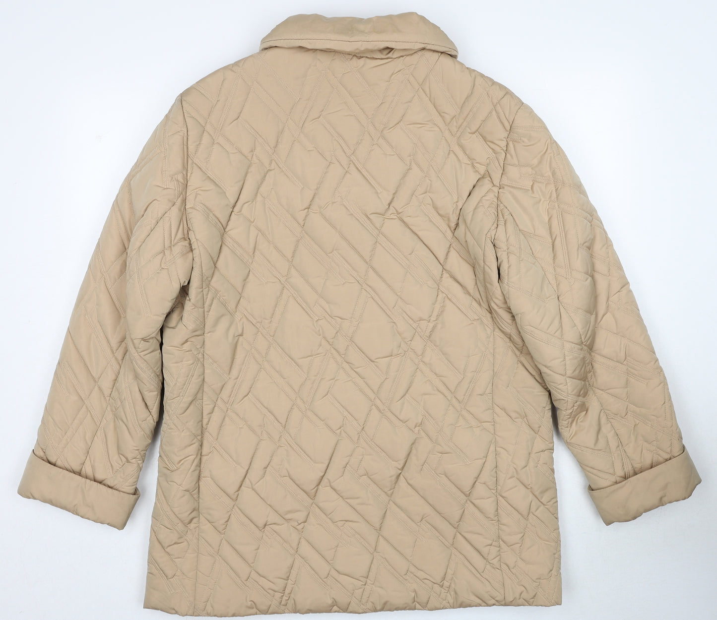 Basler Womens Beige Quilted Jacket Size 14 Zip