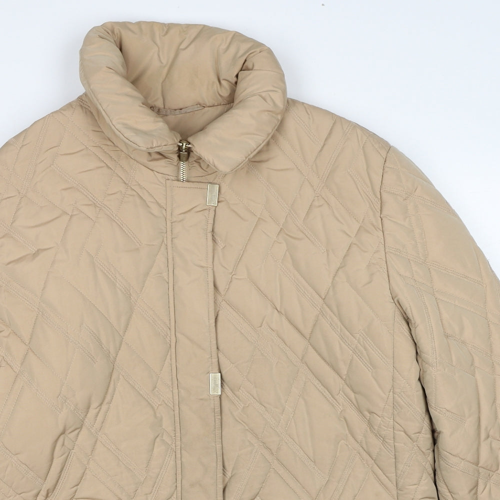 Basler Womens Beige Quilted Jacket Size 14 Zip