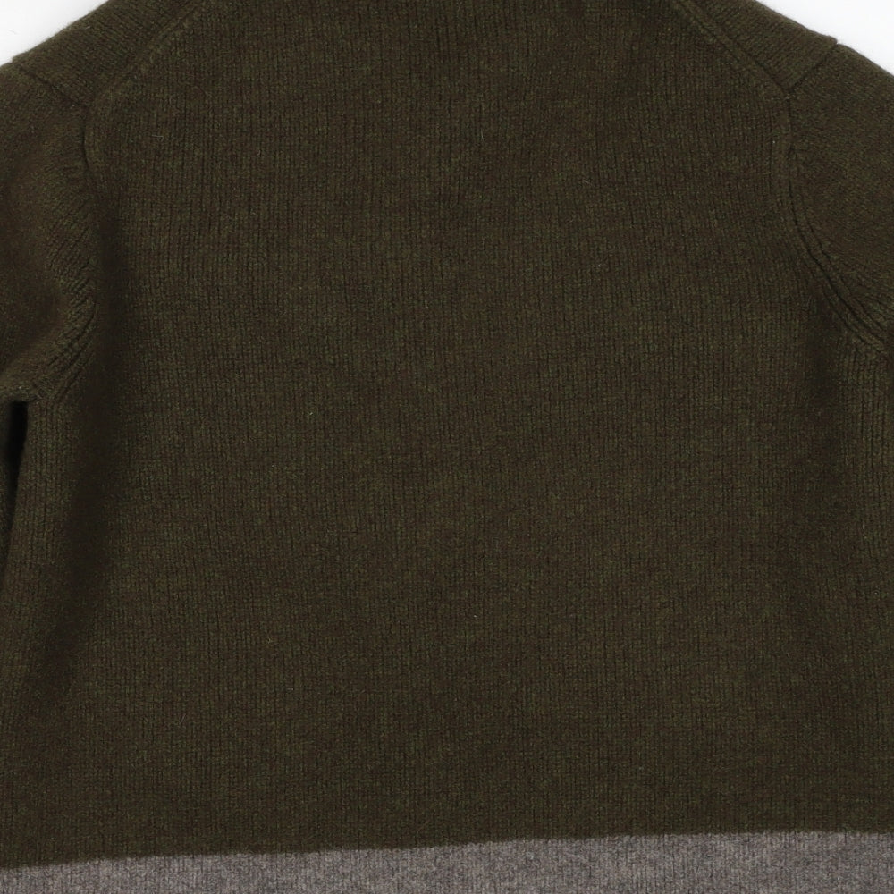 Henri Lloyd Womens Green Collared Wool Cardigan Jumper Size L