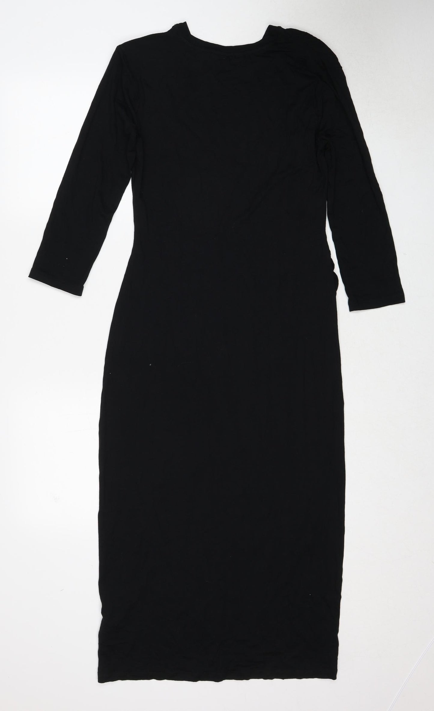 Marks and Spencer Womens Black Viscose Shift Size 10 Round Neck Pullover - Shoulder Pads