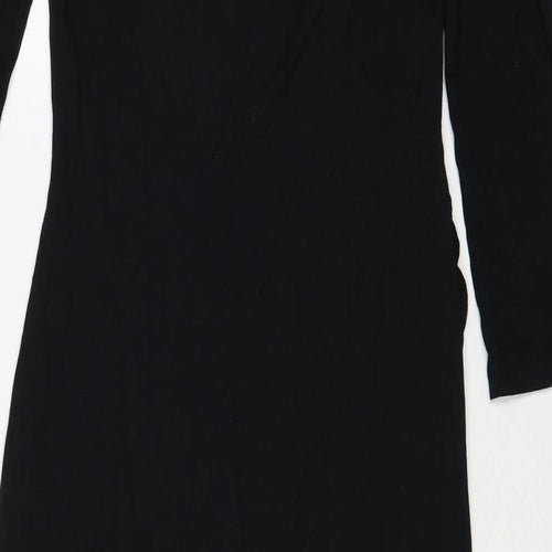 Marks and Spencer Womens Black Viscose Shift Size 10 Round Neck Pullover - Shoulder Pads