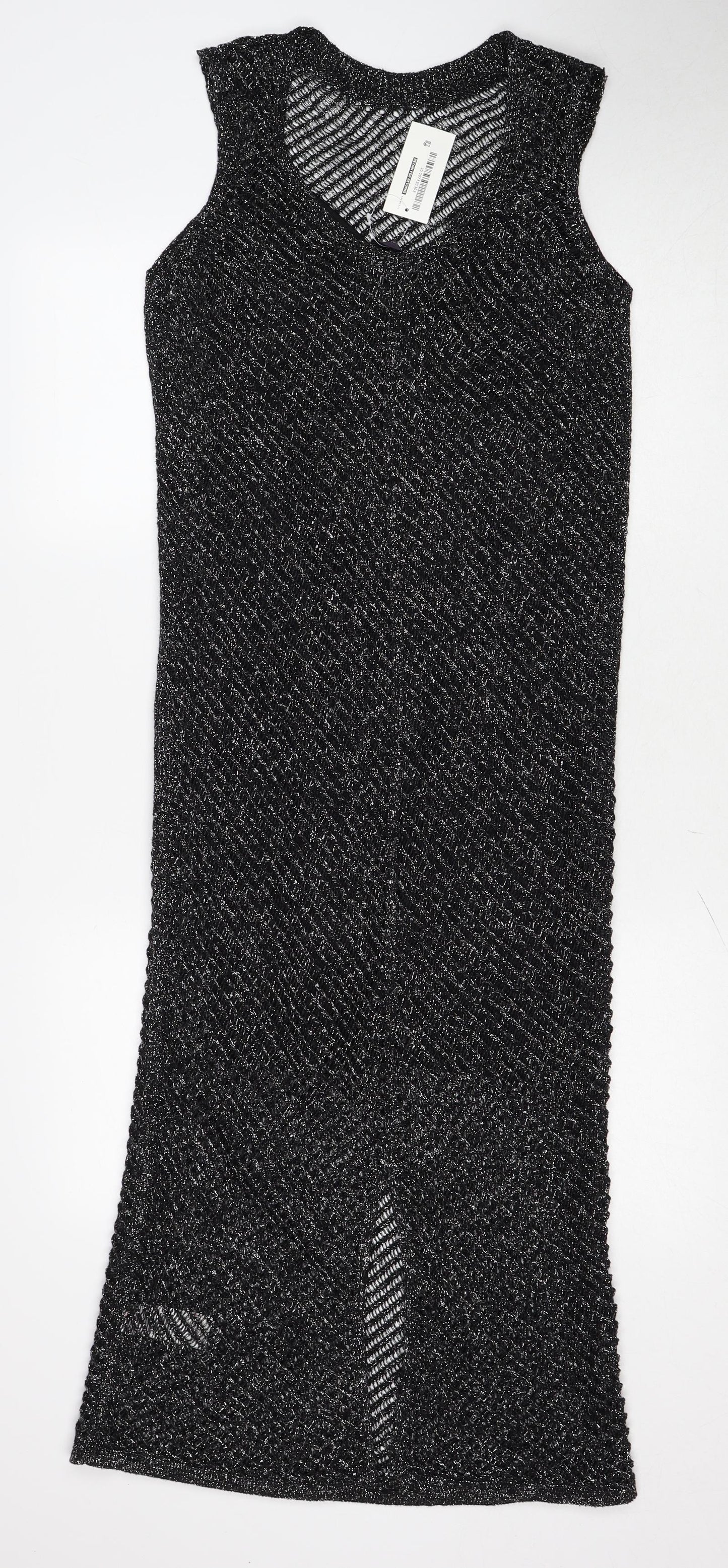 Marks and Spencer Womens Black Cotton Bodycon Size S Round Neck Pullover