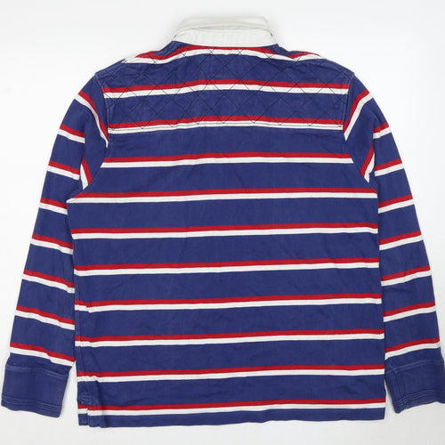 Canterbury Mens Blue Striped Cotton Polo Size XL Collared Pullover