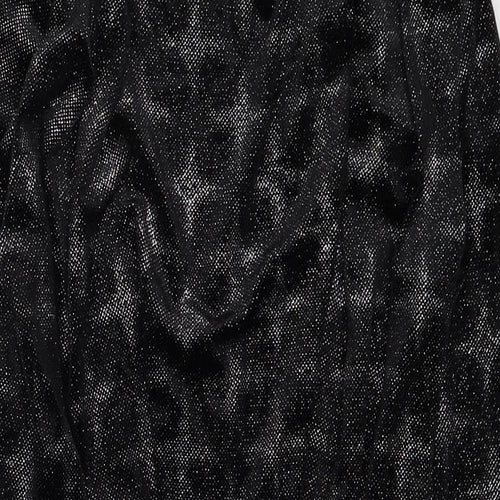 Zara Womens Black Geometric Polyester Shift Size S Mock Neck Button