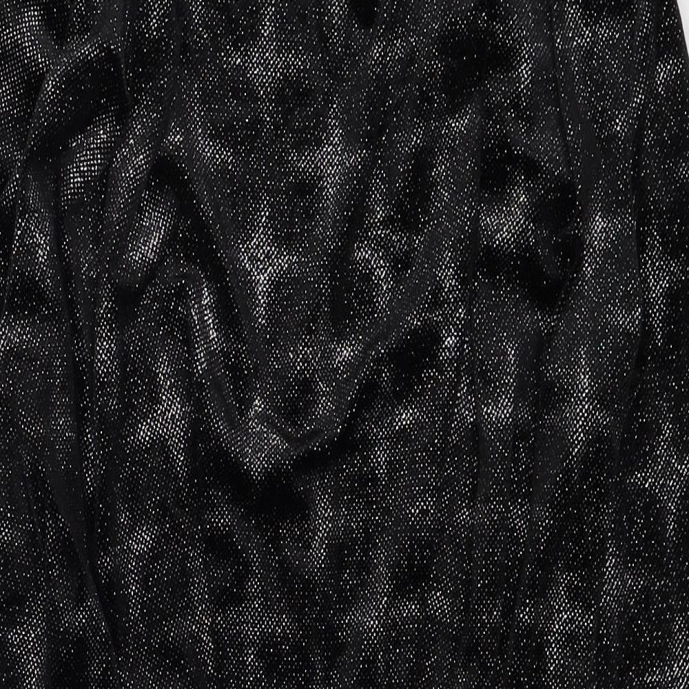 Zara Womens Black Geometric Polyester Shift Size S Mock Neck Button