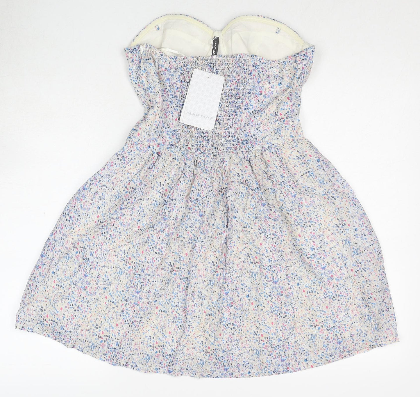 NAF NAF Womens Multicoloured Floral Cotton Mini Size 10 Sweetheart Pullover - Strapless