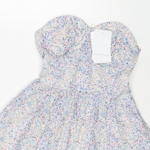 NAF NAF Womens Multicoloured Floral Cotton Mini Size 10 Sweetheart Pullover - Strapless