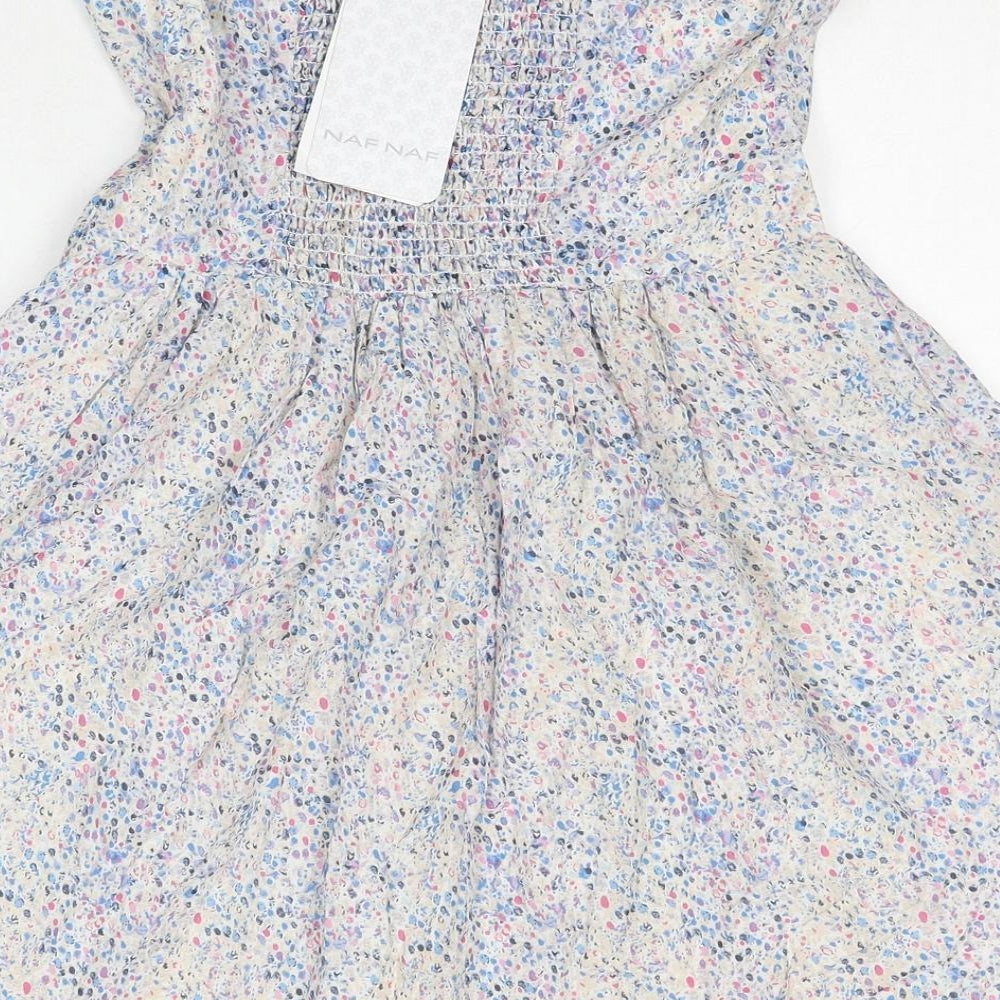 NAF NAF Womens Multicoloured Floral Cotton Mini Size 10 Sweetheart Pullover - Strapless