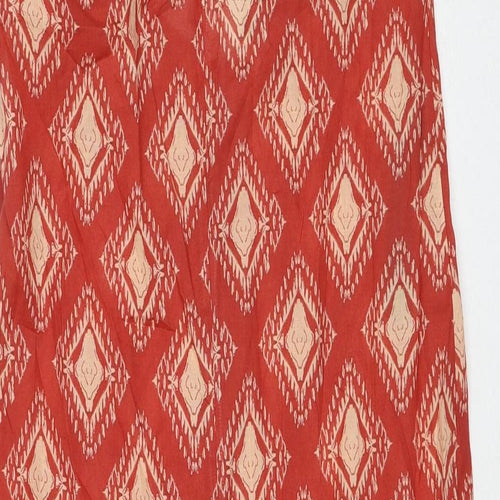 Zara Womens Red Geometric Cotton Jumpsuit One-Piece Size M Pullover