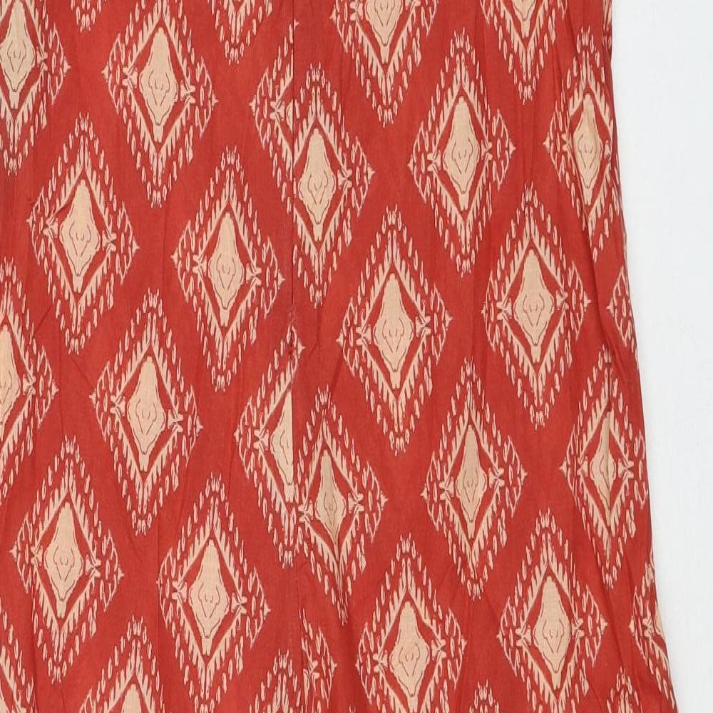 Zara Womens Red Geometric Cotton Jumpsuit One-Piece Size M Pullover