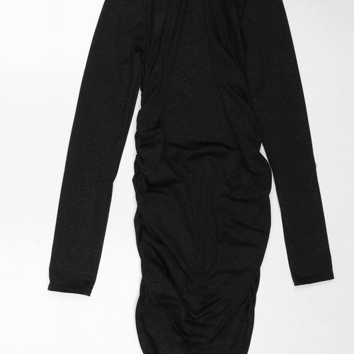 I SAW IT FIRST Womens Black Polyester Bodycon Size 10 Boat Neck Pullover