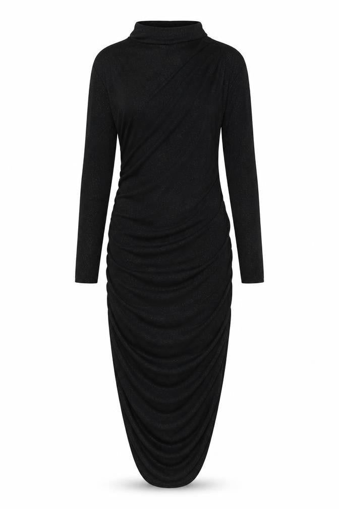 Front view of I SAW IT FIRST women’s black polyester bodycon, size UK 10, boat neck pullover