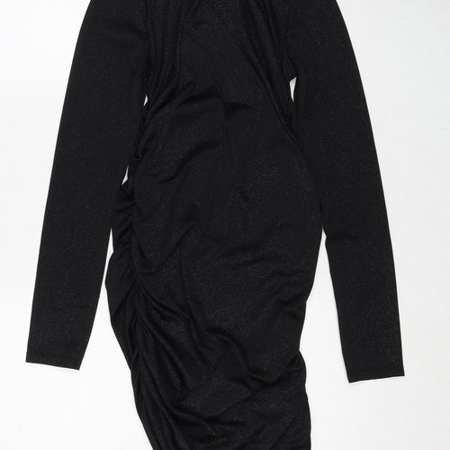 I SAW IT FIRST Womens Black Polyester Bodycon Size 10 Boat Neck Pullover