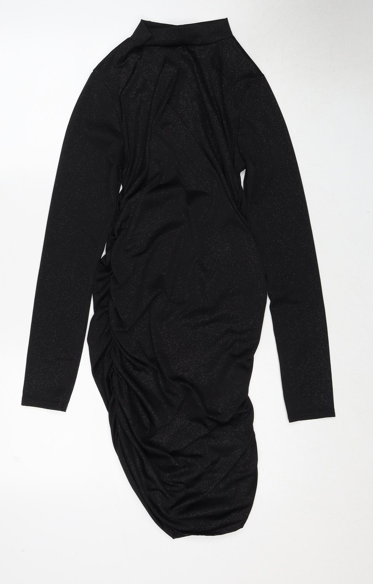 I SAW IT FIRST Womens Black Polyester Bodycon Size 10 Boat Neck Pullover