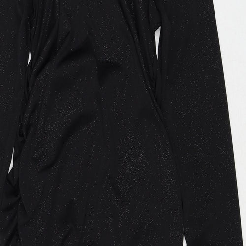 I SAW IT FIRST Womens Black Polyester Bodycon Size 10 Boat Neck Pullover